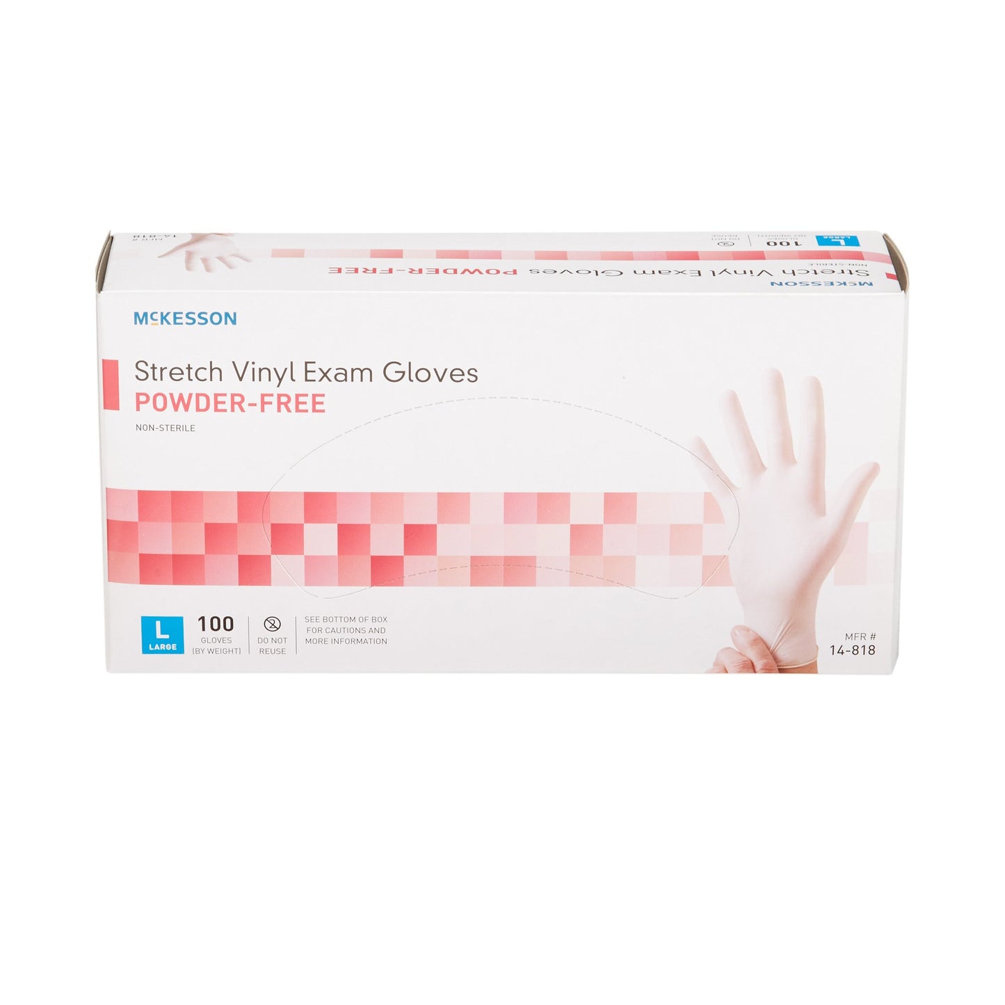 McKesson Exam Glove Large NonSterile Stretch Vinyl Standard Cuff Length Smooth Ivory Not Rated (409744_BX)