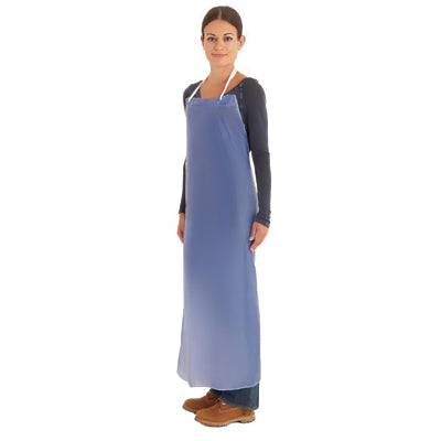Ansell PVC Adjustable Apron, 56-007, 6 mil, 3-Pc 28 in Ties, 33 in W, 44 in L, Blue (012-56-007-33X44)