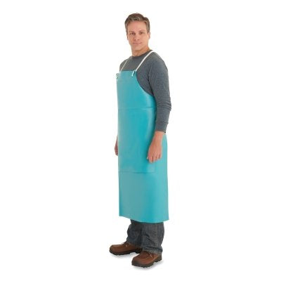 Ansell PVC Adjustable Apron, 56-102, 18 mil, 48 in Ties, 33 in W, 44 in L, Green (012-56-102-33X44)