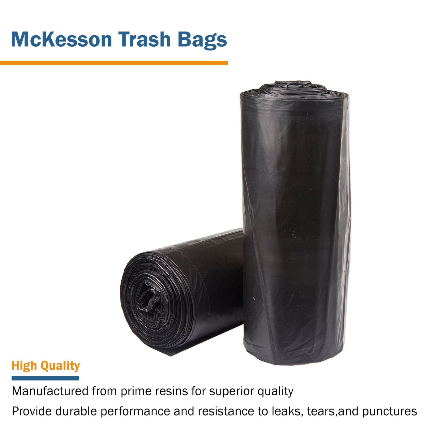 McKesson Trash Bag 56 gal. Black LLDPE 1.5 mil 43 X 47 Inch Star Seal Bottom Coreless Roll (1137659_CS)