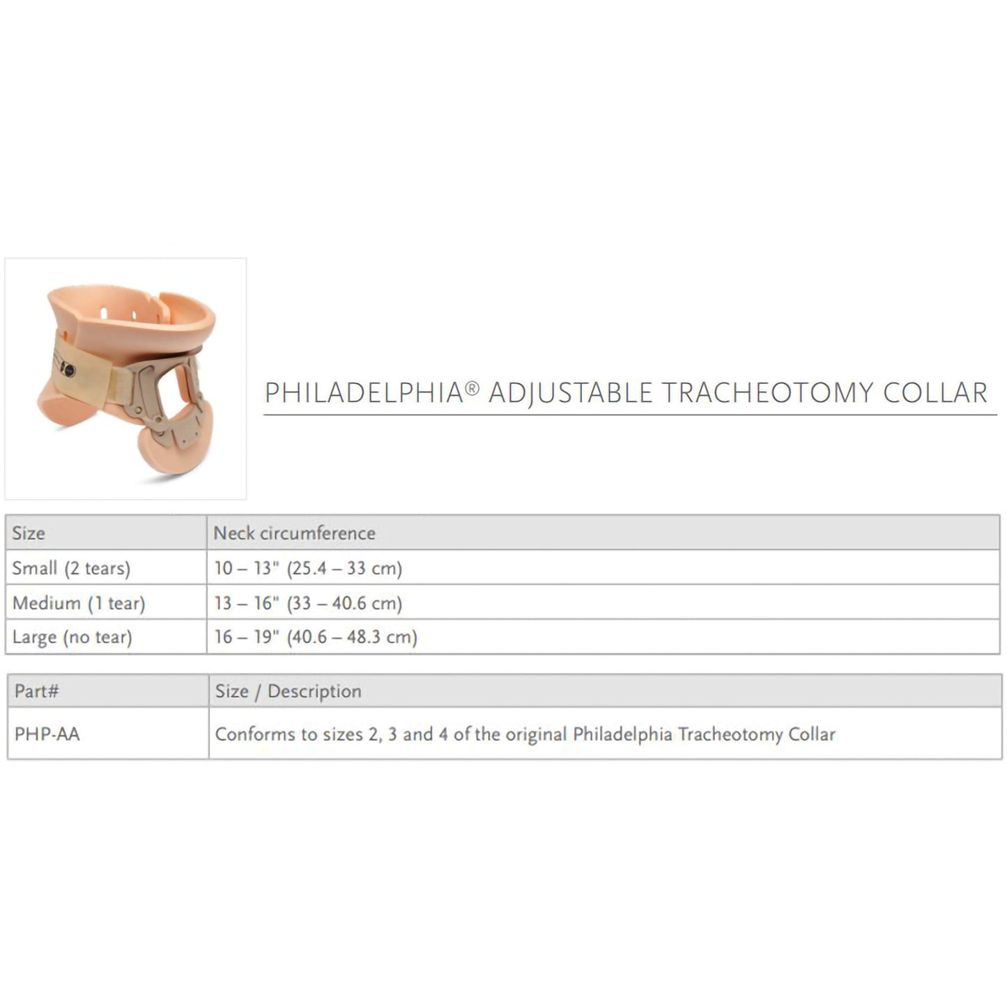 Ossur® Philadelphia® Rigid Cervical Collar Preformed Adult One Size Fits Most Two-Piece / Trachea Opening Adjustable Height 10 to 19 Inch Neck Circumference (812385_EA)