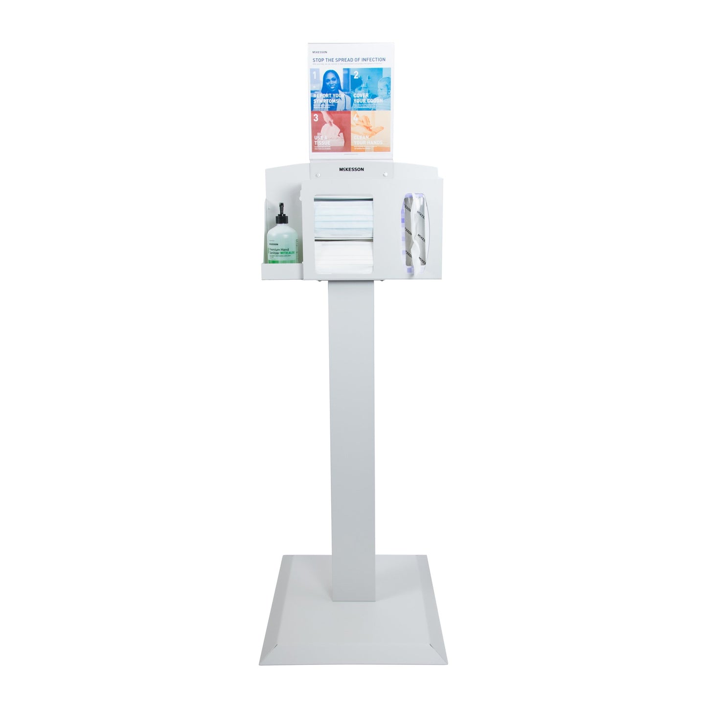 McKesson Hygiene Dispensing Station Floor Stand Quartz Beige 18 W X 59.10 H X 18 D Inch Aluminum / Cold Rolled Steel / PETG Plastic (1114750_EA)