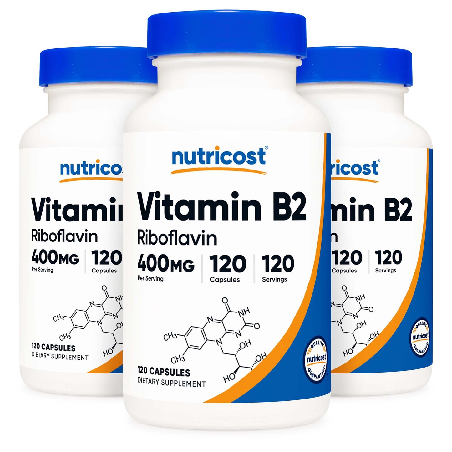 nutricost® Vitamin B2 Riboflavin Dietary Supplement Vitamin B2 400 mg Strength Capsule 120 Per Bottle (1270249_BT)