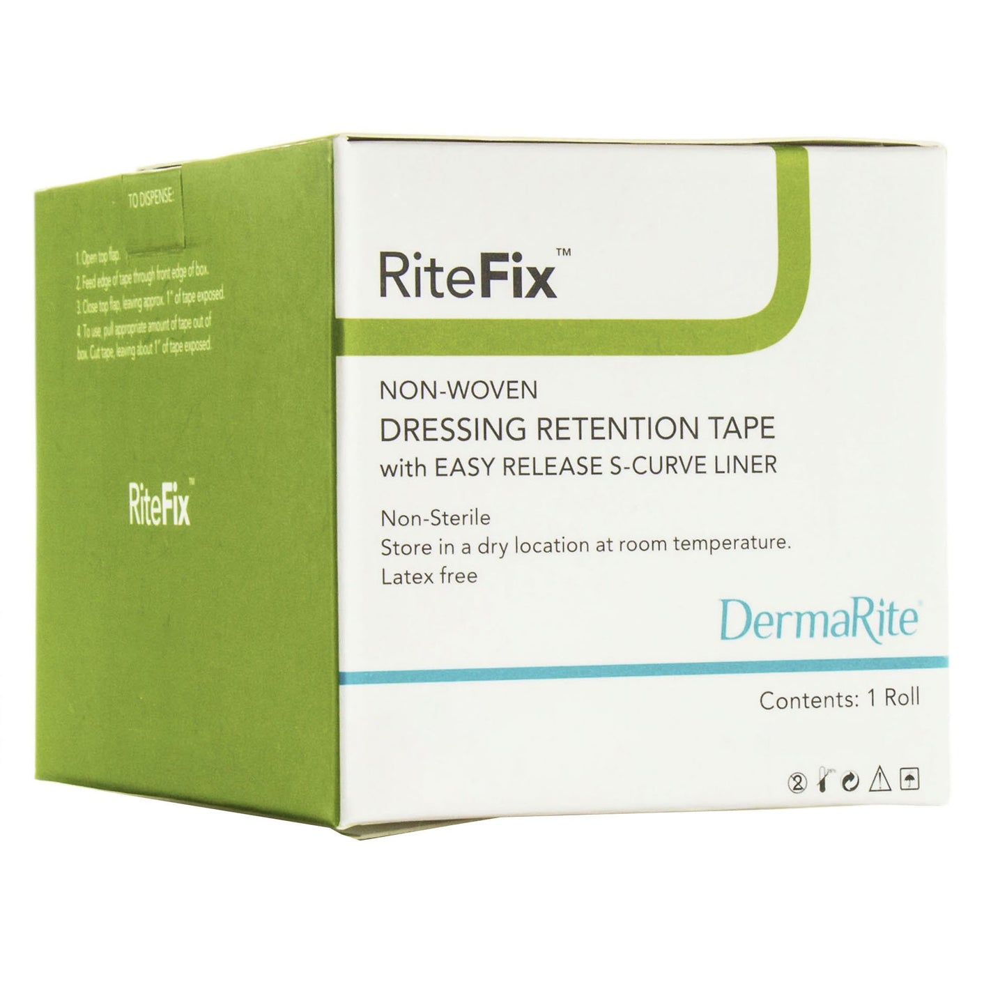 RiteFix™ Water Resistant Dressing Retention Tape with Liner White 1 Inch X 11 Yard Nonwoven NonSterile (1123825_EA)