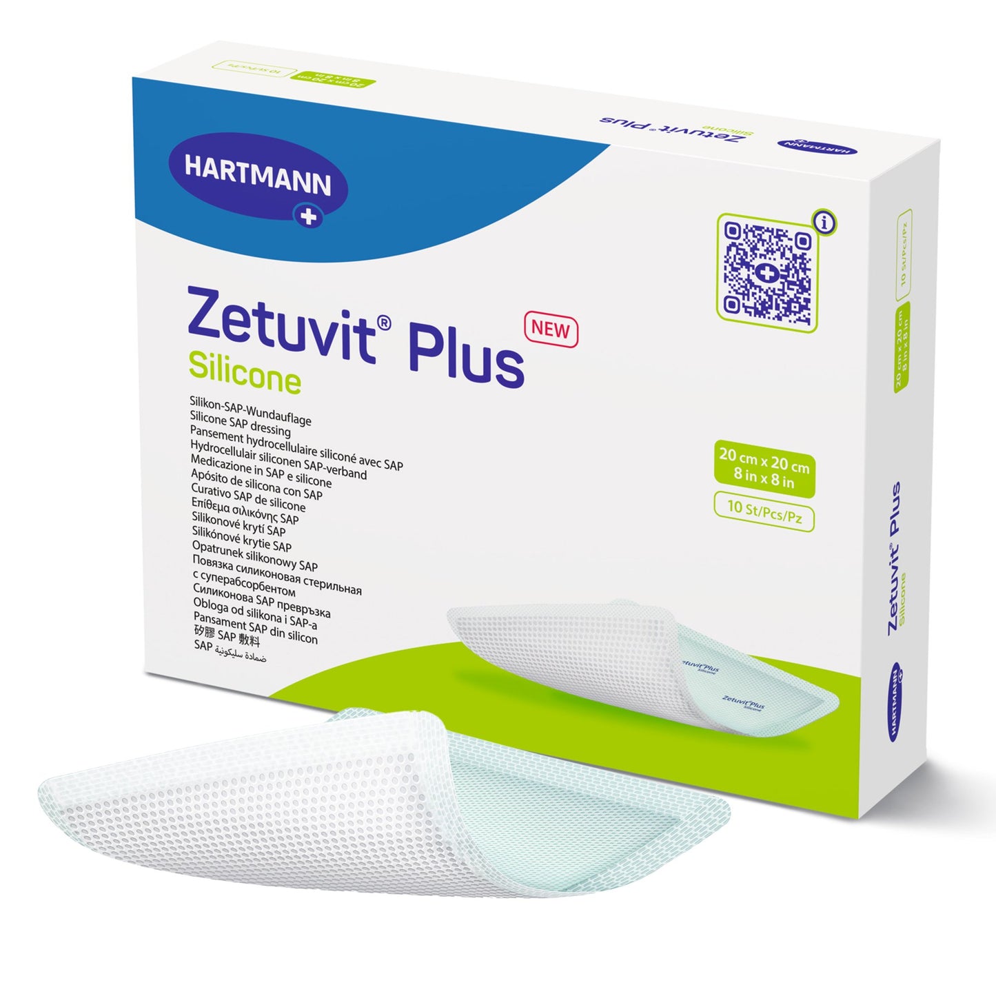 Zetuvit® Plus Silicone Super Absorbent Dressing Silicone Adhesive 8 X 8 Inch Square (1181539_EA)