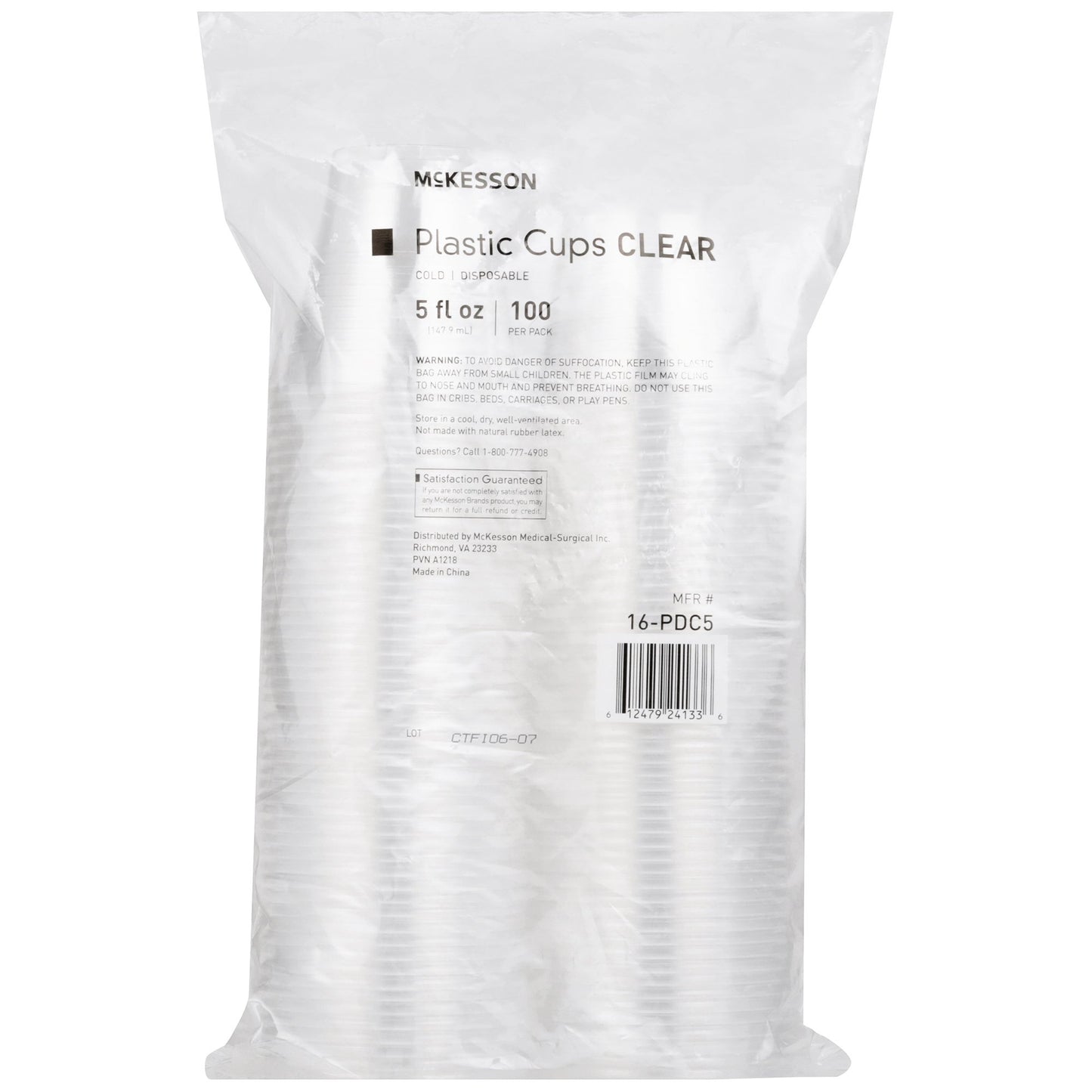 McKesson Drinking Cup 5 oz. Clear Polypropylene Disposable (1127769_CS)