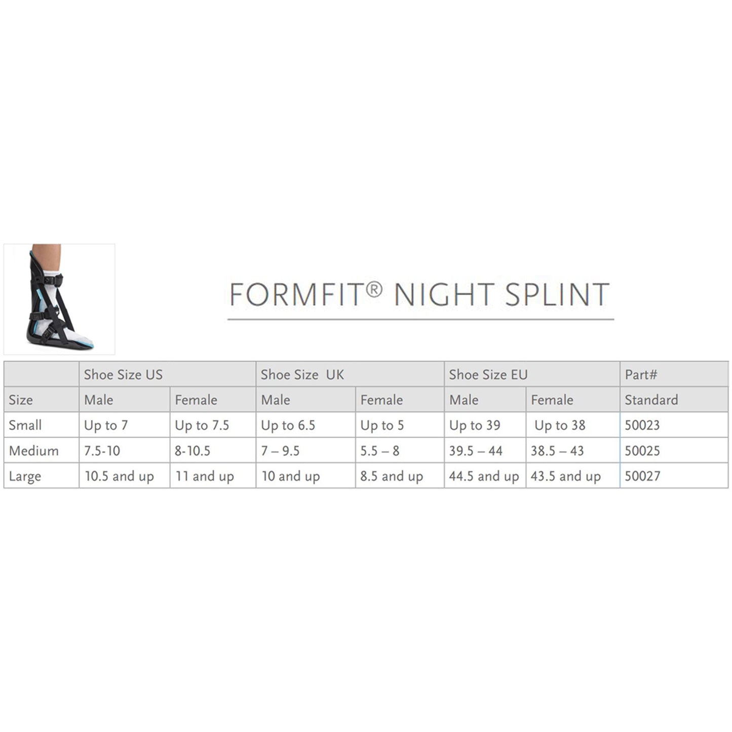 Ossur® FormFit® Night Splint Large Adjustable Strap / Buckle Closure Male 10-1/2 and Up / Female 11 and Up Foot (624328_EA)