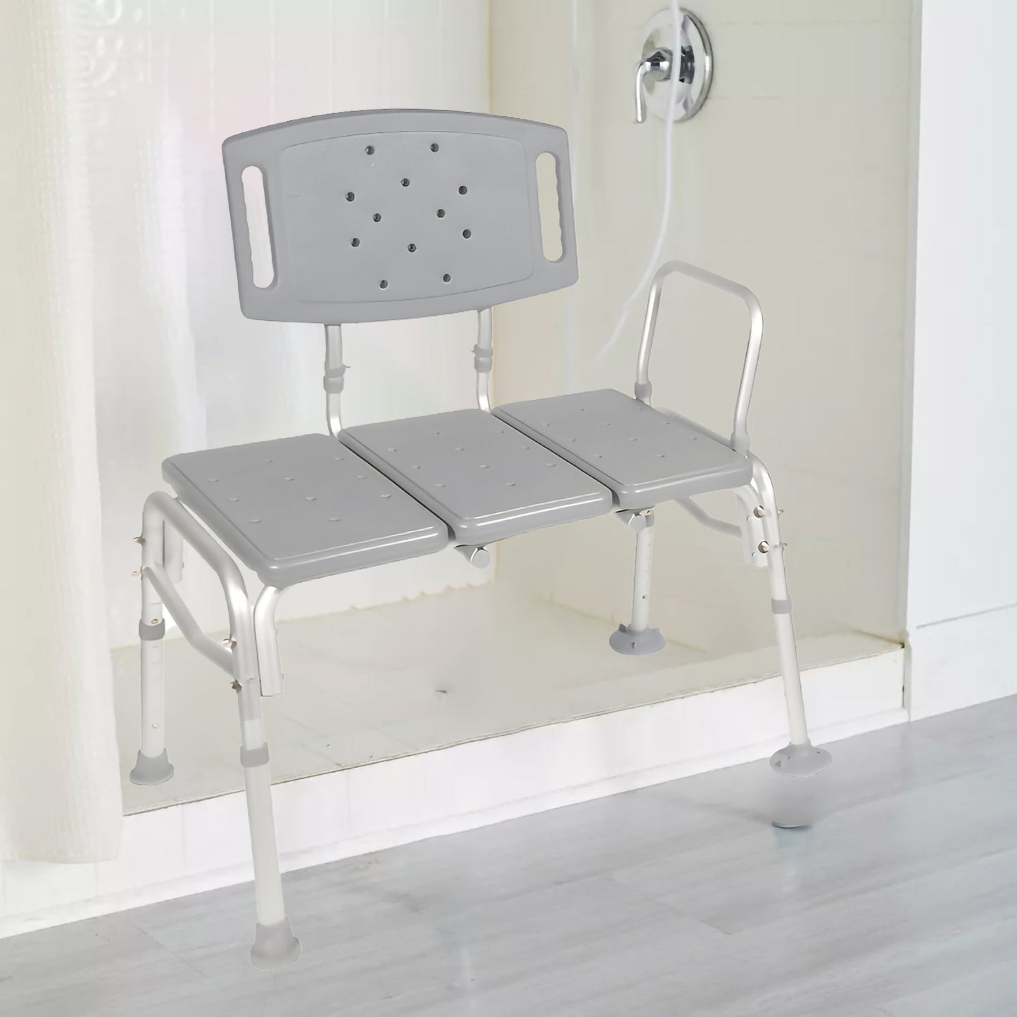 McKesson Knocked Down Bariatric Bath Transfer Bench Arm Rail 18-1/4 to 23-1/4 Inch Seat Height 500 lbs. Weight Capacity (1128903_EA)