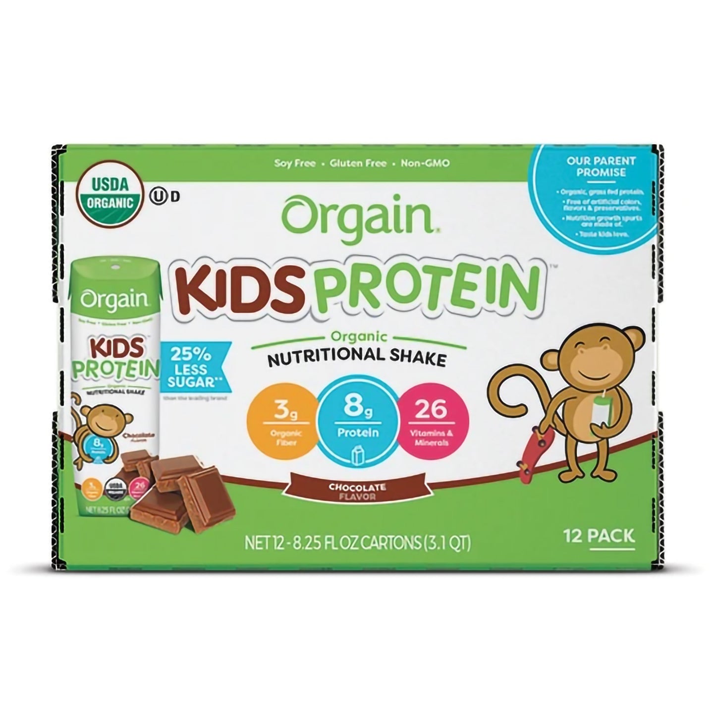 Orgain® Kids Protein™ Organic Nutritional Shake Pediatric Oral Supplement Chocolate Flavor 8.25 oz. Carton Liquid Organic (1100496_EA)