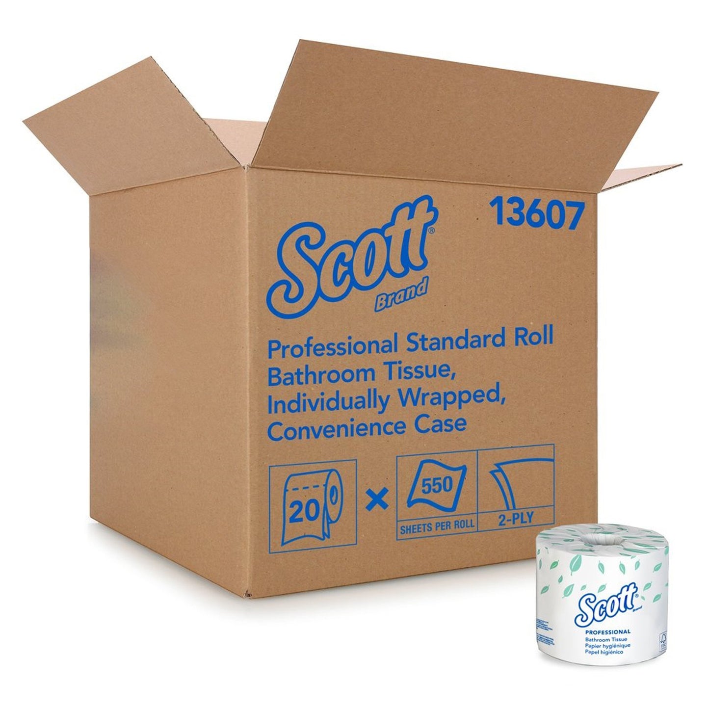 Scott® Essential Toilet Tissue White 2-Ply Standard Size Cored Roll 550 Sheets 4 X 4-1/10 Inch (534318_CS)