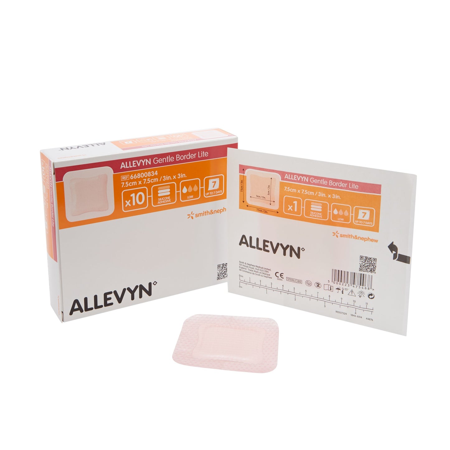 Allevyn Gentle Border Lite Thin Foam Dressing 3 X 3 Inch With Border Film Backing Silicone Gel Adhesive Square Sterile (767990_BX)