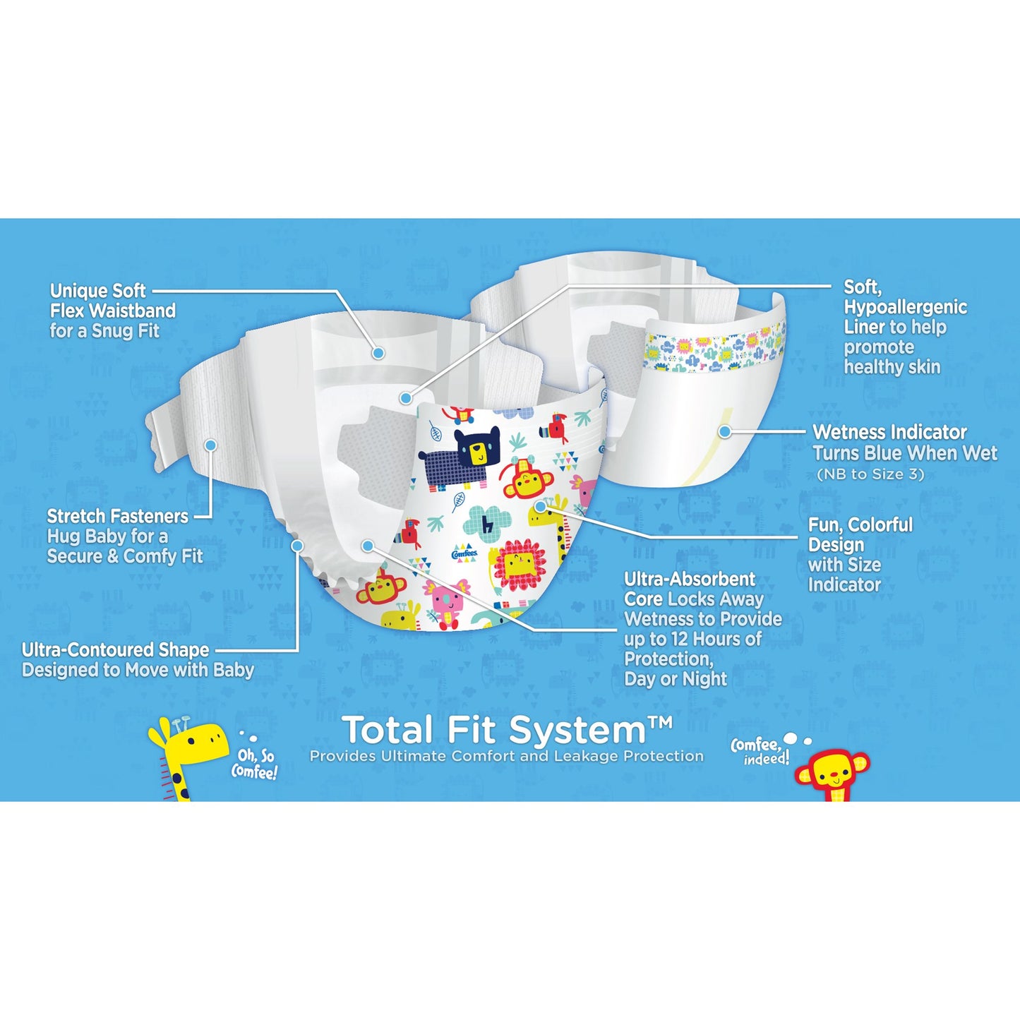 Comfees® Unisex Baby Diaper Size 6 Disposable Moderate Absorbency (907035_BG)