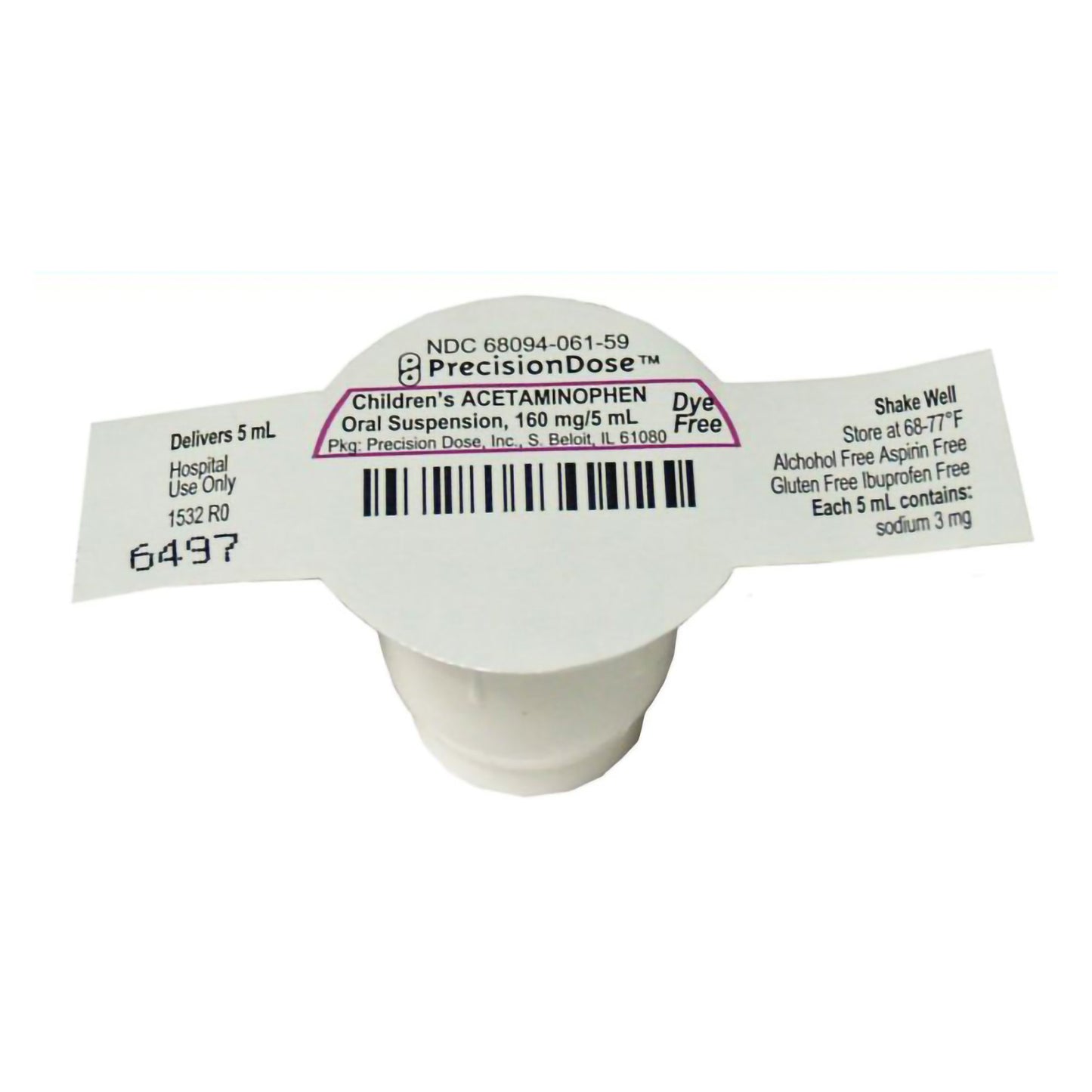 Precision Dose Inc Children's Pain Relief 160 mg / 5 mL Strength Acetaminophen Oral Suspension 30 per Case (1217030_CS)