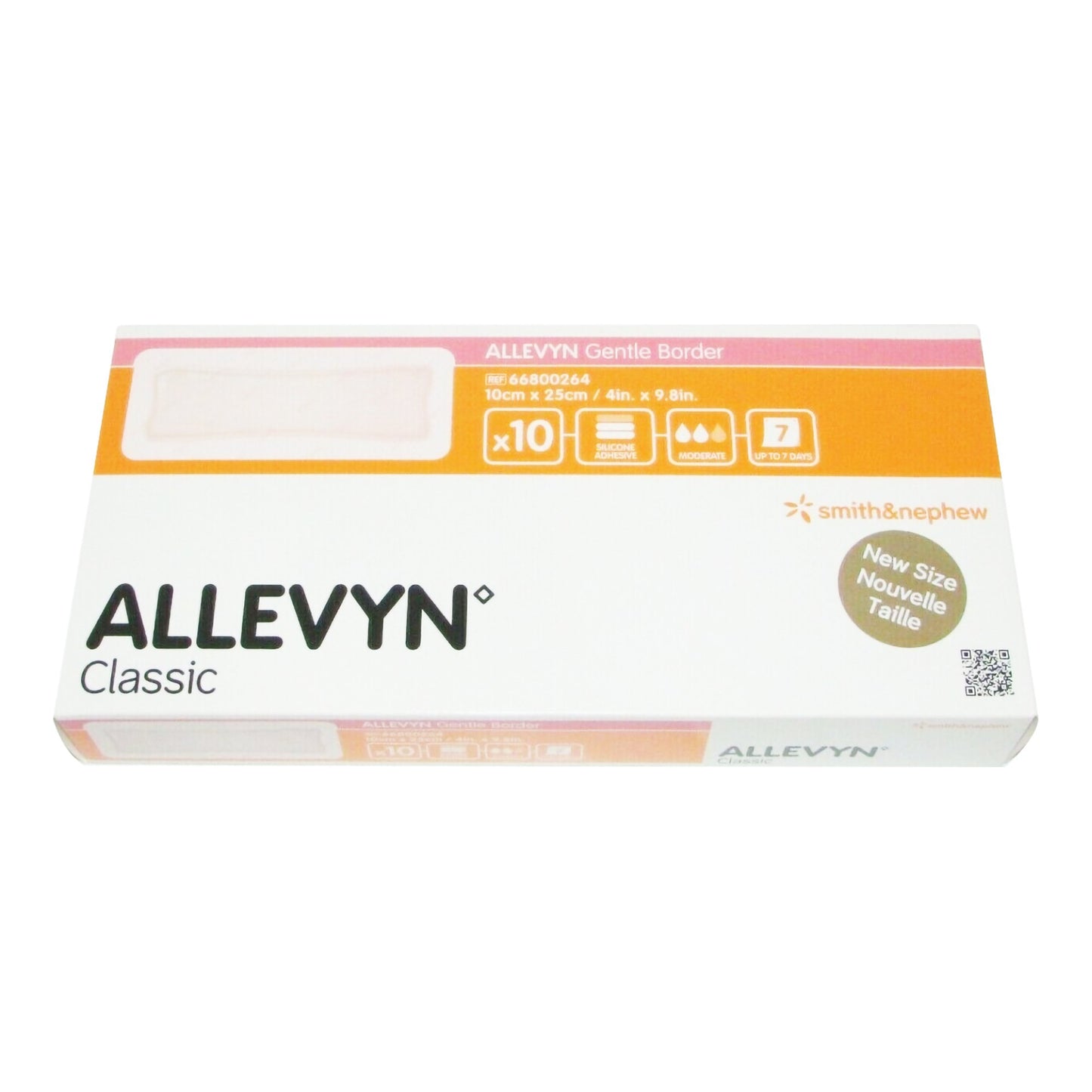 Allevyn Gentle Border Foam Dressing 4 X 10 Inch With Border Film Backing Silicone Gel Adhesive Rectangle Sterile (1062154_EA)