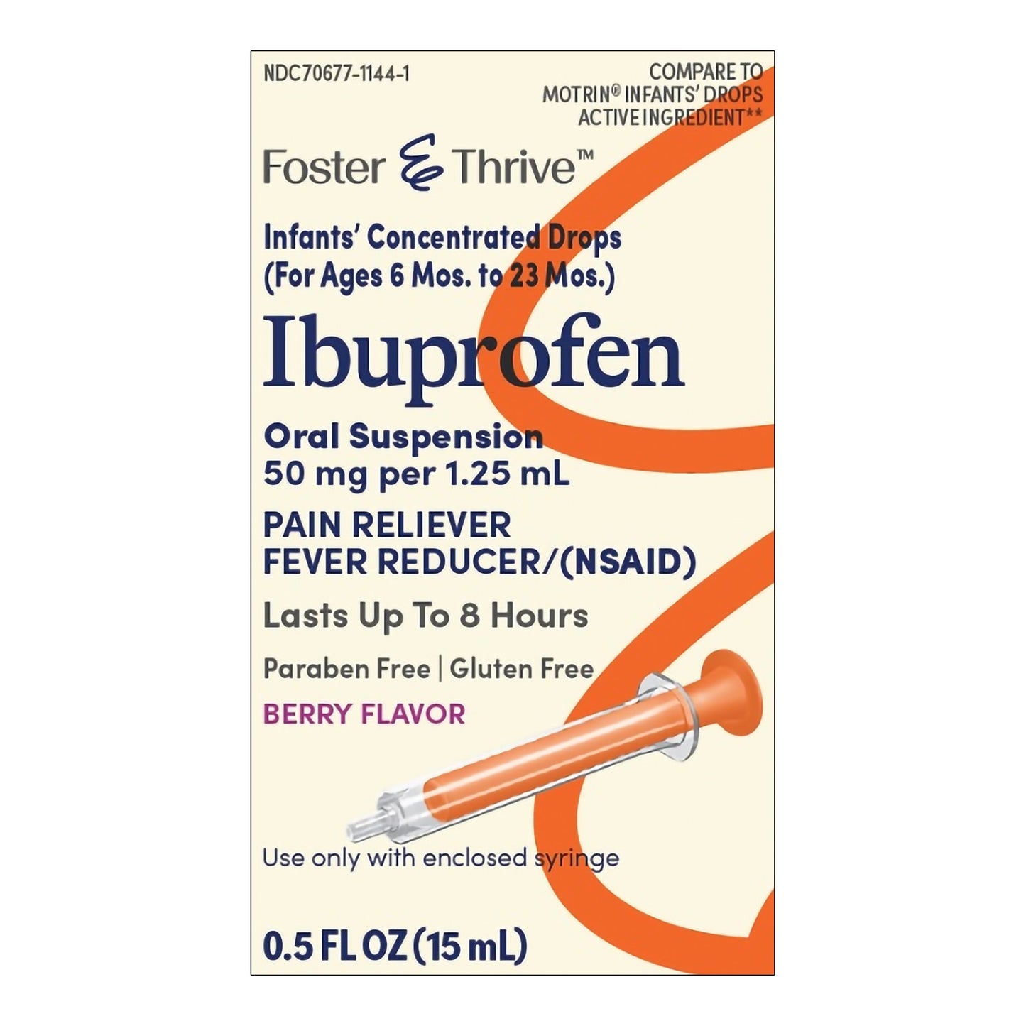 Foster & Thrive™ Infants' Pain Relief 50 mg / 1.25 mL Strength Ibuprofen Oral Suspension 0.5 oz. (1238974_EA)