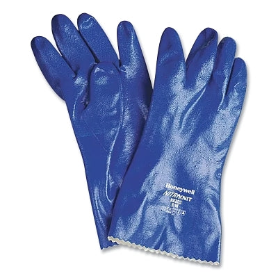North Safety Products Nitri-Knit™ Supported Nitrile Gloves, Pinked Cuff, Interlock Lined, Size 9, Blue (068-NK8039)