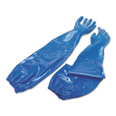 North Safety Products Nitri-Knit™ Supported Nitrile Gloves, Elastic Extended Cuff, Interlock Lined, Size 10, Blue (068-NK803ES10)