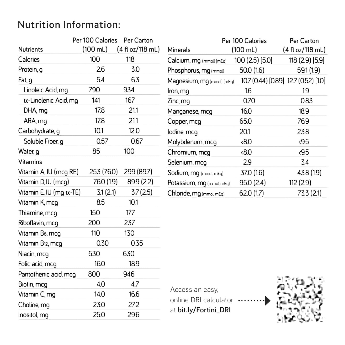 Fortini™ Infant Formula Unflavored 4 oz. Carton Liquid Calories Failure to Thrive (1189053_EA)