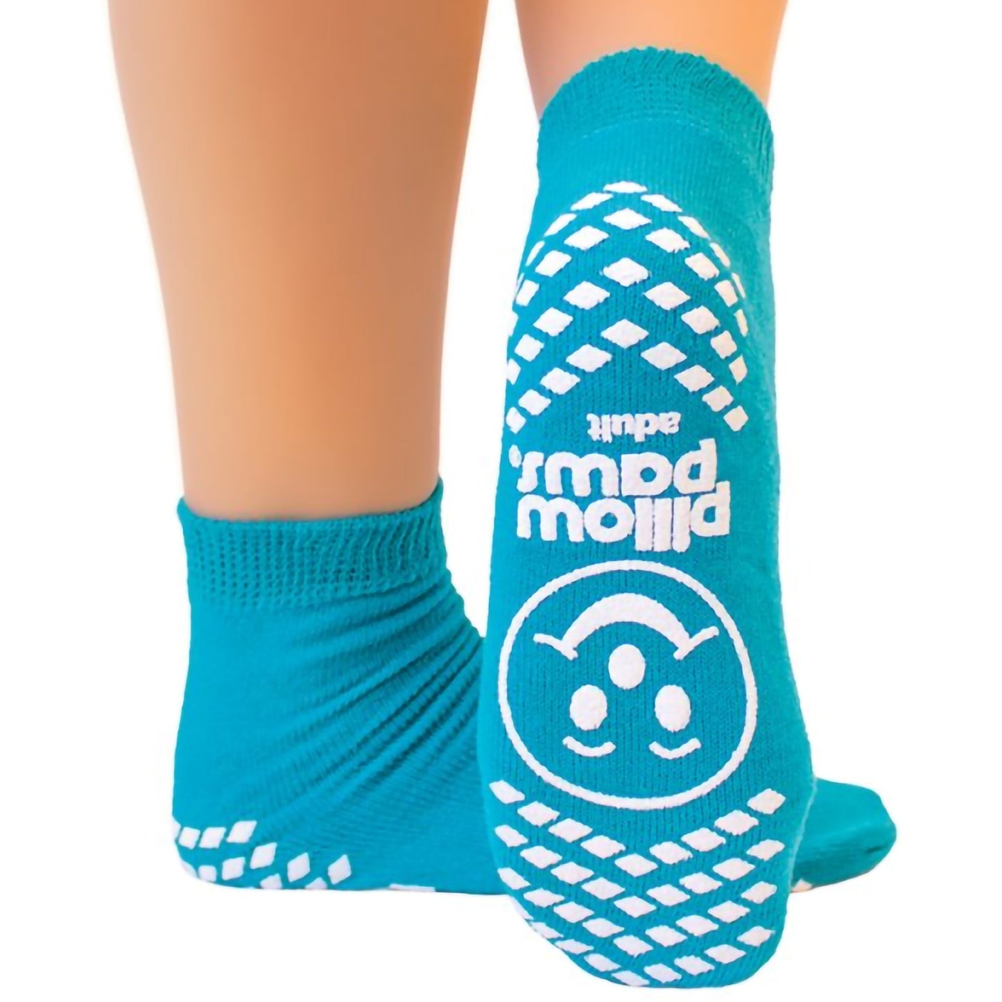 Pillow Paws® Single Imprint Terries™ Slipper Socks Unisex Adult One Size Fits Most Single Tread Single Patient Use Teal (276560_PR)