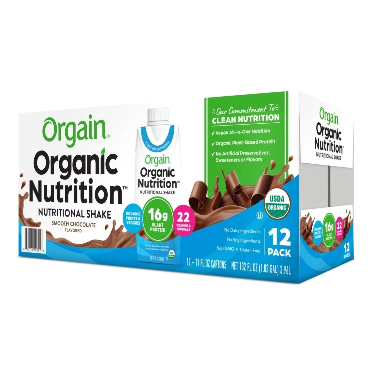 Organic Nutrition™ Vegan Oral Supplement Smooth Chocolate Flavor Liquid 11 oz. Carton (1112295_CS)
