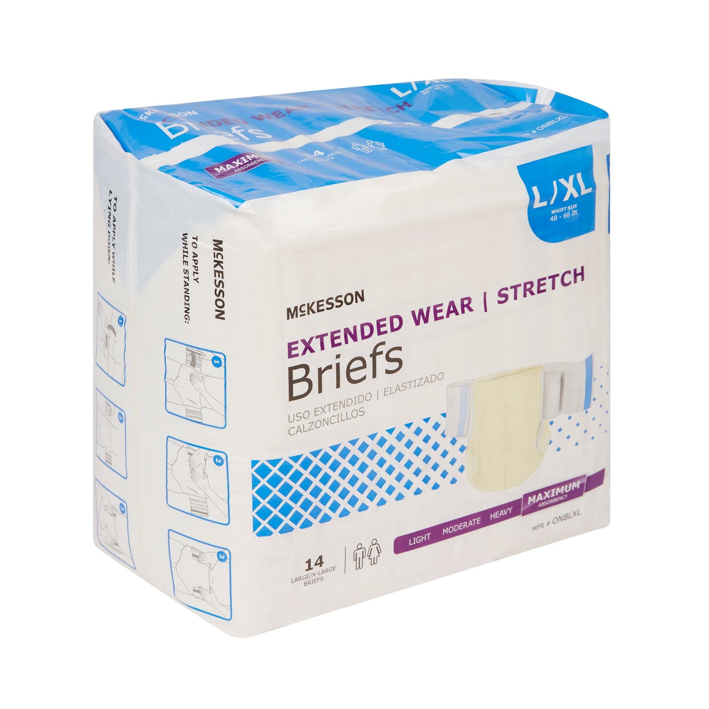 McKesson Extended Wear Unisex Adult Incontinence Brief Large / X-Large Disposable Heavy Absorbency (980311_BG)