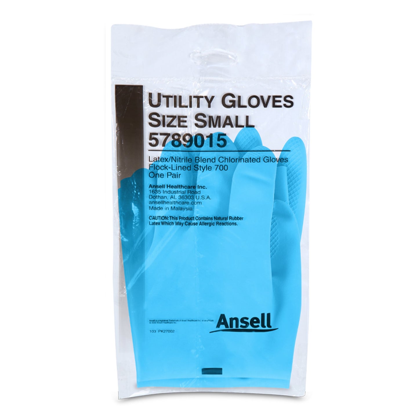 Ansell Utility Glove Small Flock Lined Latex / Nitrile Blue 13 Inch Straight Cuff NonSterile (199695_DZ)