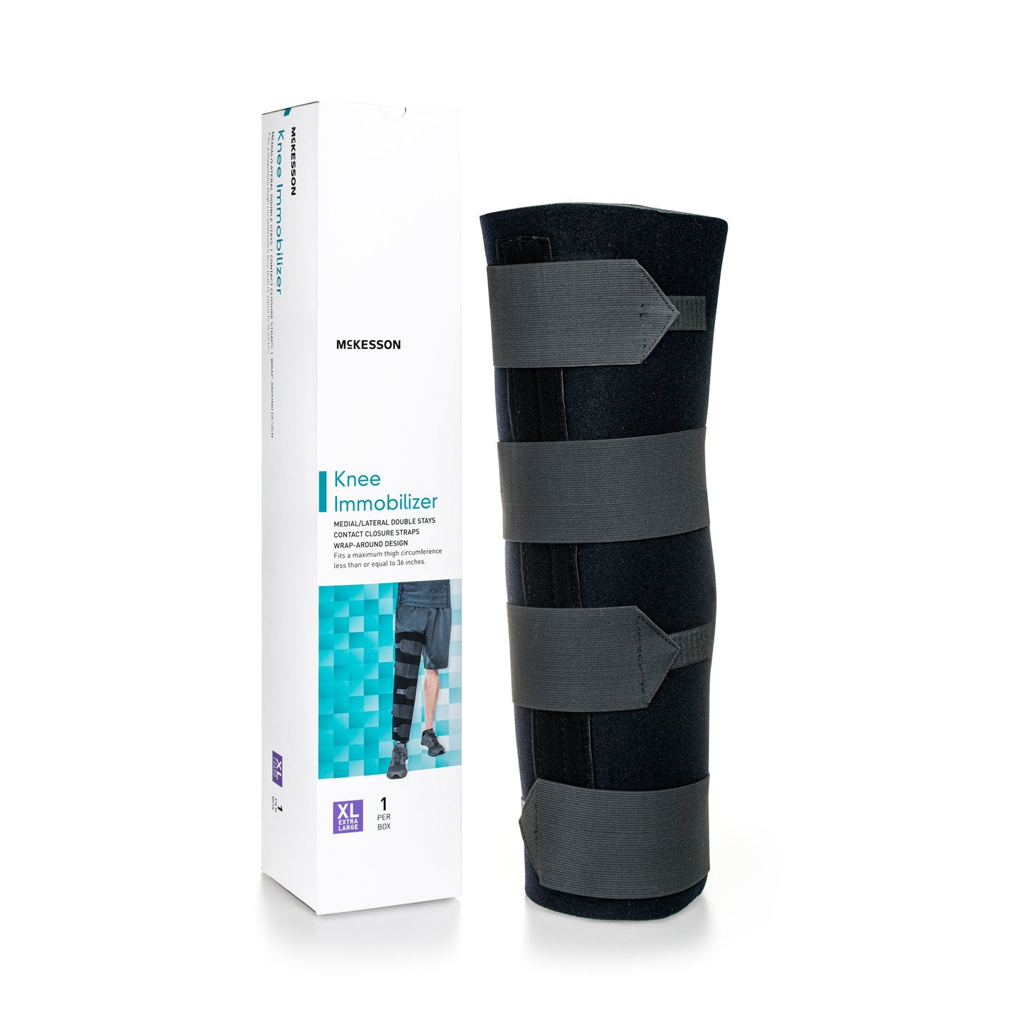 McKesson Knee Immobilizer X-Large Up to 36 Inch Thigh Circumference 22 Inch Length Left or Right Knee (1159096_EA)