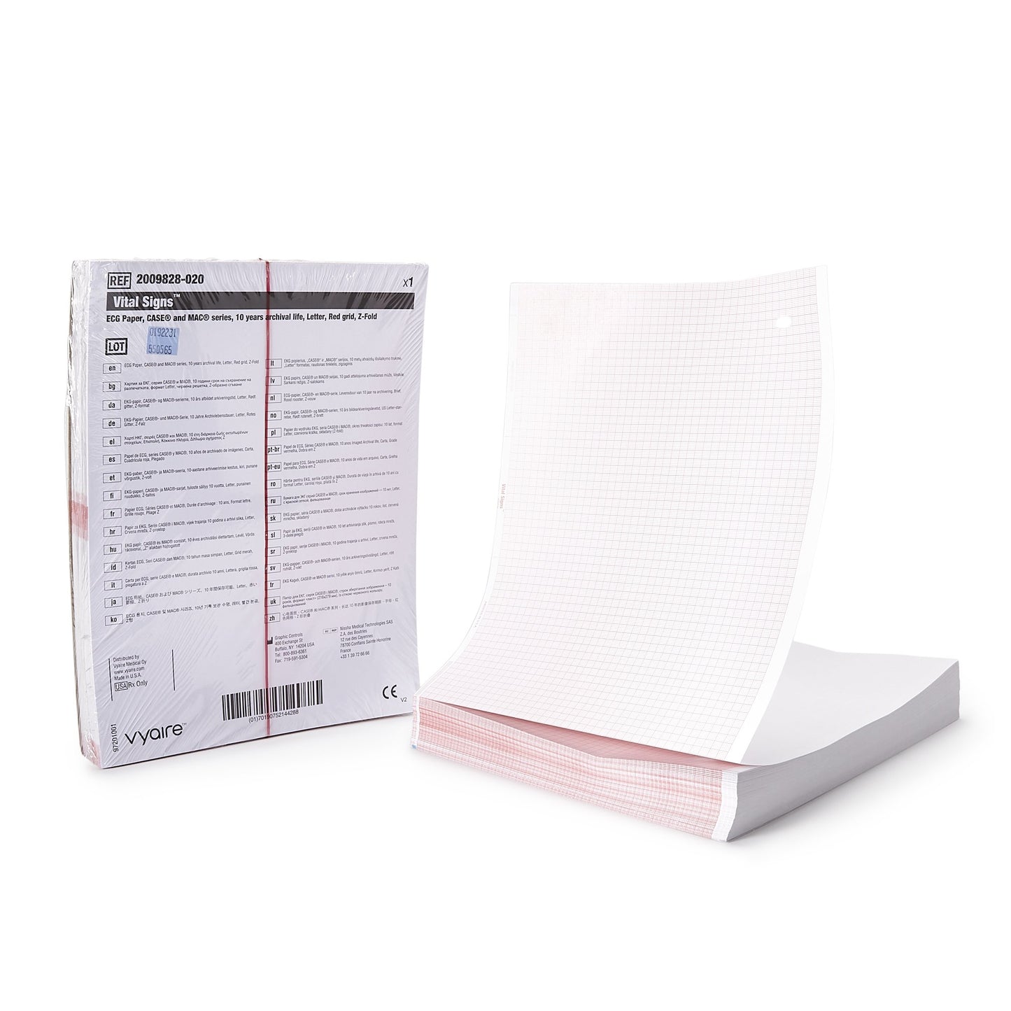 Vital Signs® Recording Chart Paper Z-Fold Red Grid (404450_PK)