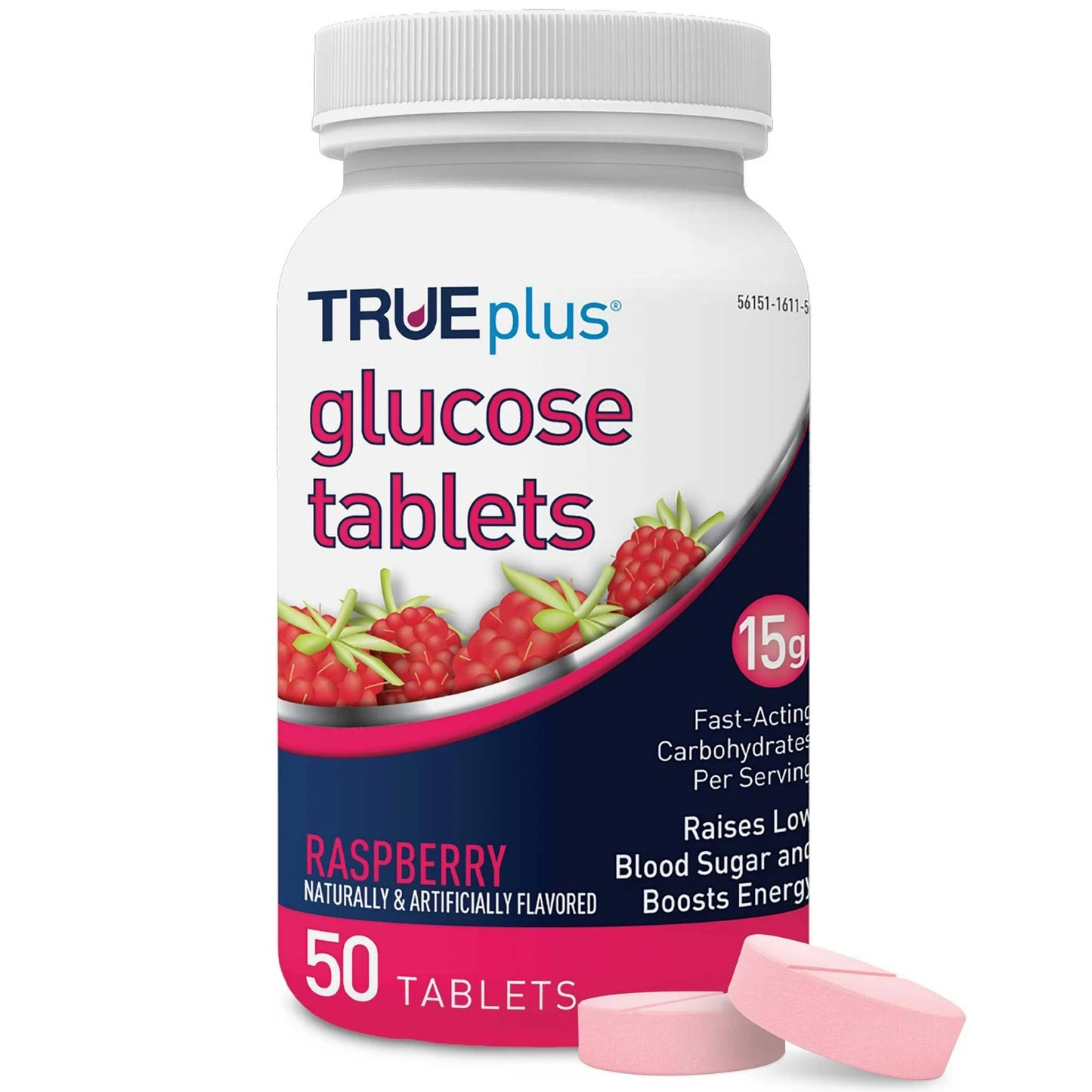 TRUEplus™ Glucose Supplement 50 per Bottle Chewable Tablet Raspberry Flavor (852891_CS)