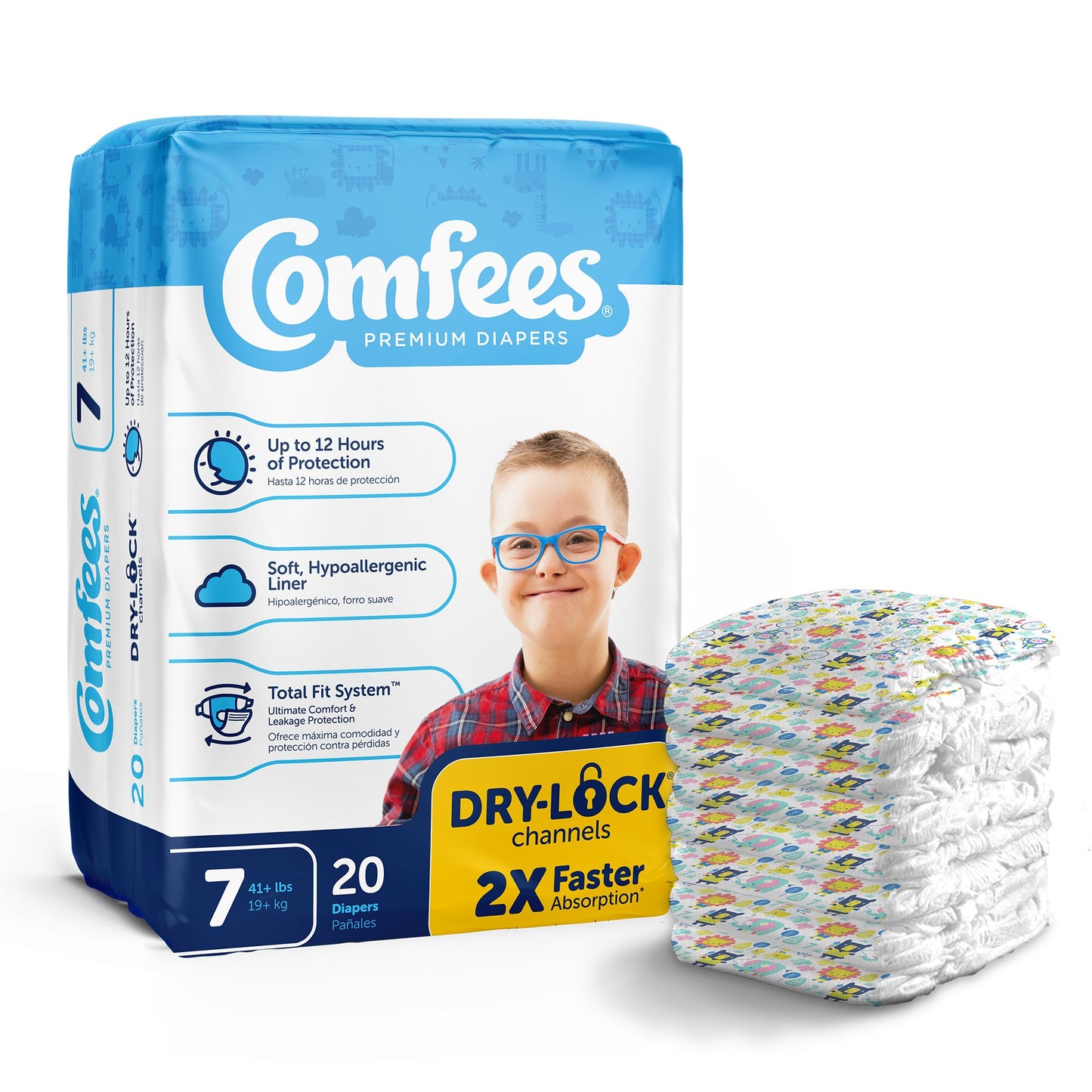 Comfees® Unisex Baby Diaper Size 7 Disposable Moderate Absorbency (907036_BG)