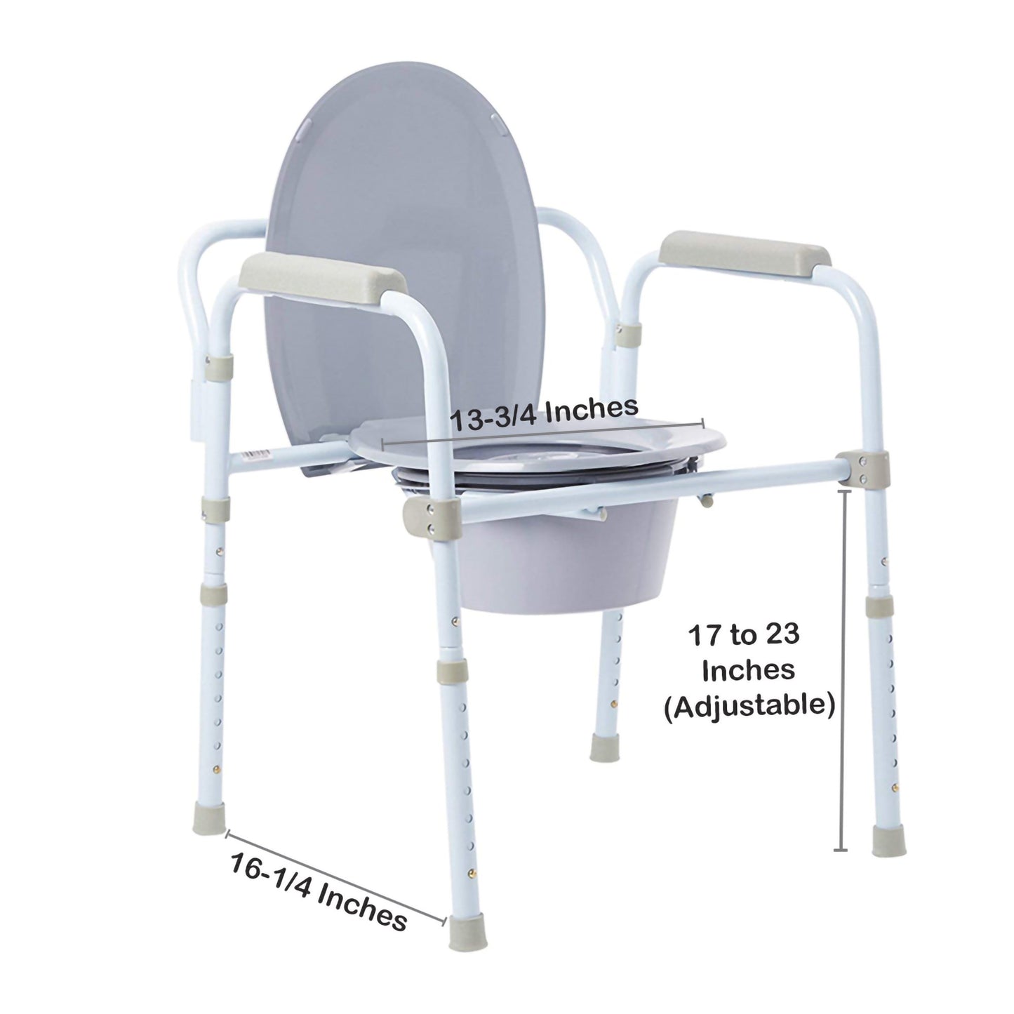 McKesson 3-in-1 Commode Chair Fixed Arms Steel Frame Back Bar 13-3/4 Inch Seat Width 350 lbs. Weight Capacity (1065227_EA)