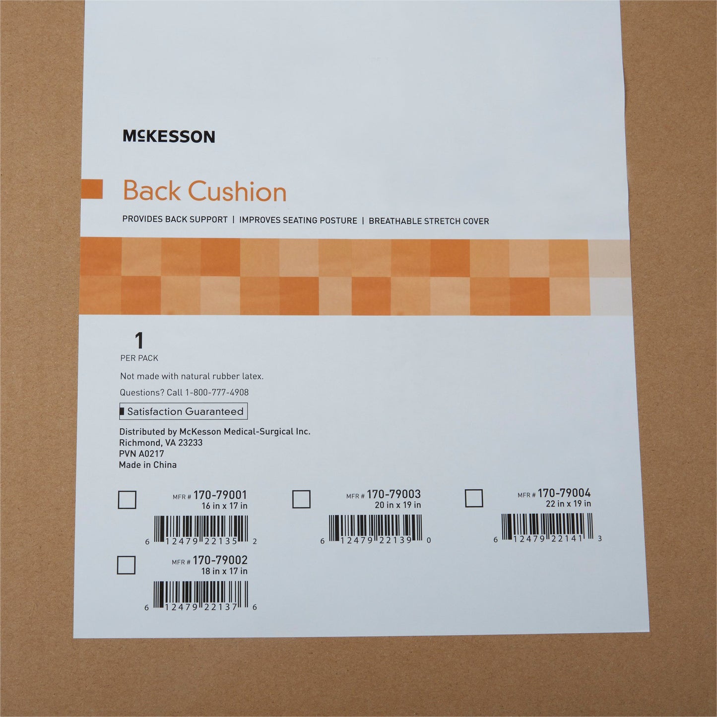 McKesson Seat Back Cushion 18 W X 17 L Inch Foam (1065550_EA)