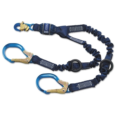 3M Force2™ Elastic Tie-Off Shock Absorbing Lanyard, 6 ft, Rebar Hook Top Connection, Snap Hook Connection, 310 lb Wt Cap, 2 Legs (098-1246032)