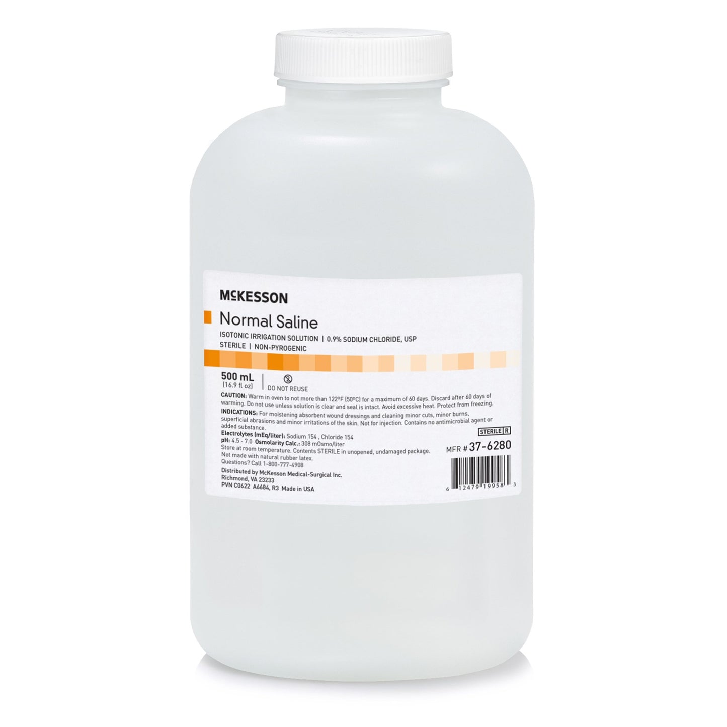 McKesson Irrigation Solution - OTC 0.9% Sodium Chloride Not for Injection Bottle, Screw Top 500 mL (733255_CS)