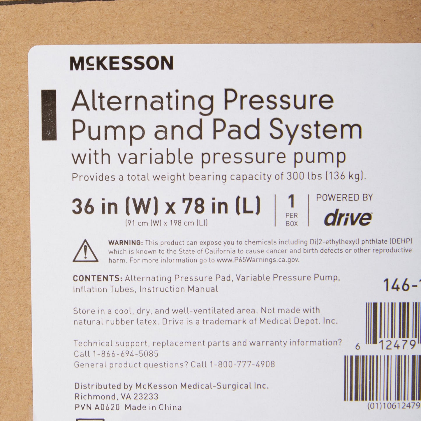 McKesson Variable Pressure Pump and Mattress Pad System Pressure Redistribution 78 L X 36 W Inch For Mattresses (1128902_CS)