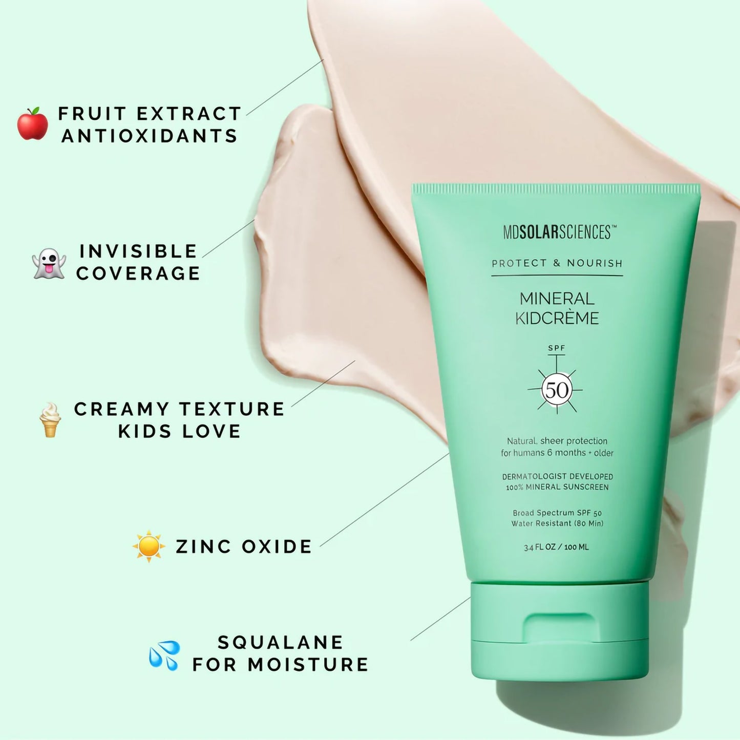 MDSolarSciences® Mineral KidCrème® Sunscreen SPF 50 Cream 3.4 oz. Tube (1213490_EA)