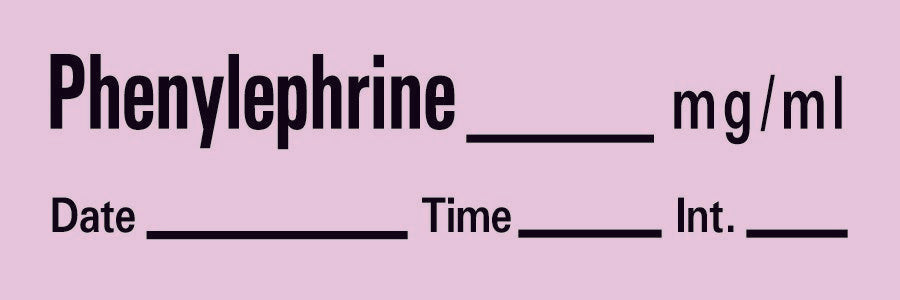 Timemed Drug Label Anesthesia Label Tape Phenylephrine_mg/mL Date_Time_Int._ Violet 1/2 X 1 Inch (236905_RL)
