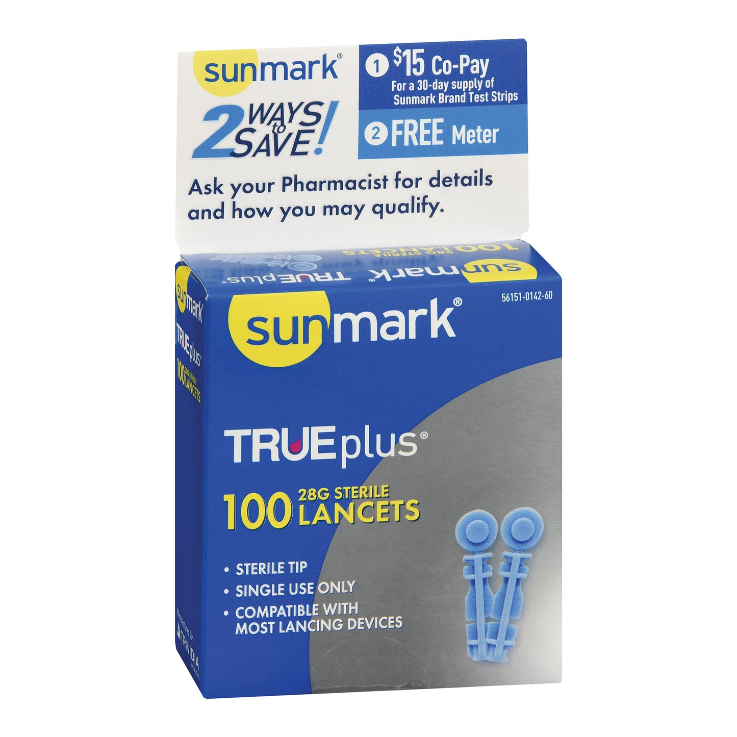 Sunmark® Lancet for Lancing Device 28 Gauge Non-Safety Twist Off Cap Multiple Sites (997488_BX)