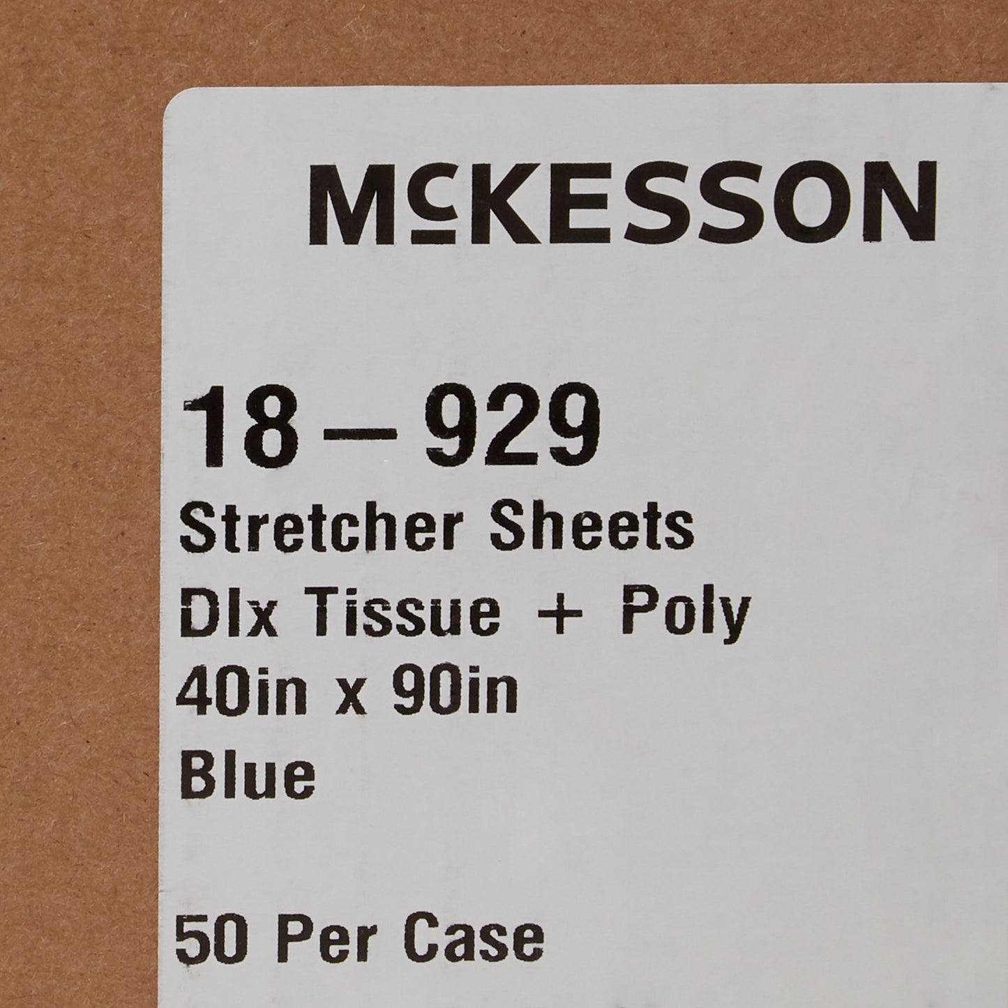 McKesson Stretcher Sheet Flat 40 W X 90 L Inch Blue 50% Cellulose Tissue / 50% Polyethylene Film Disposable (147847_CS)