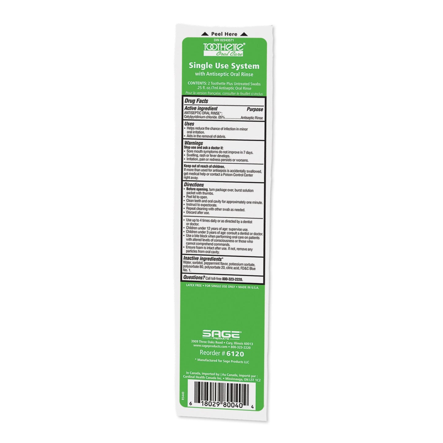 Toothette® Plus Oral Swab Mouthwash Foam Tip 2 per Pack (823957_PK)