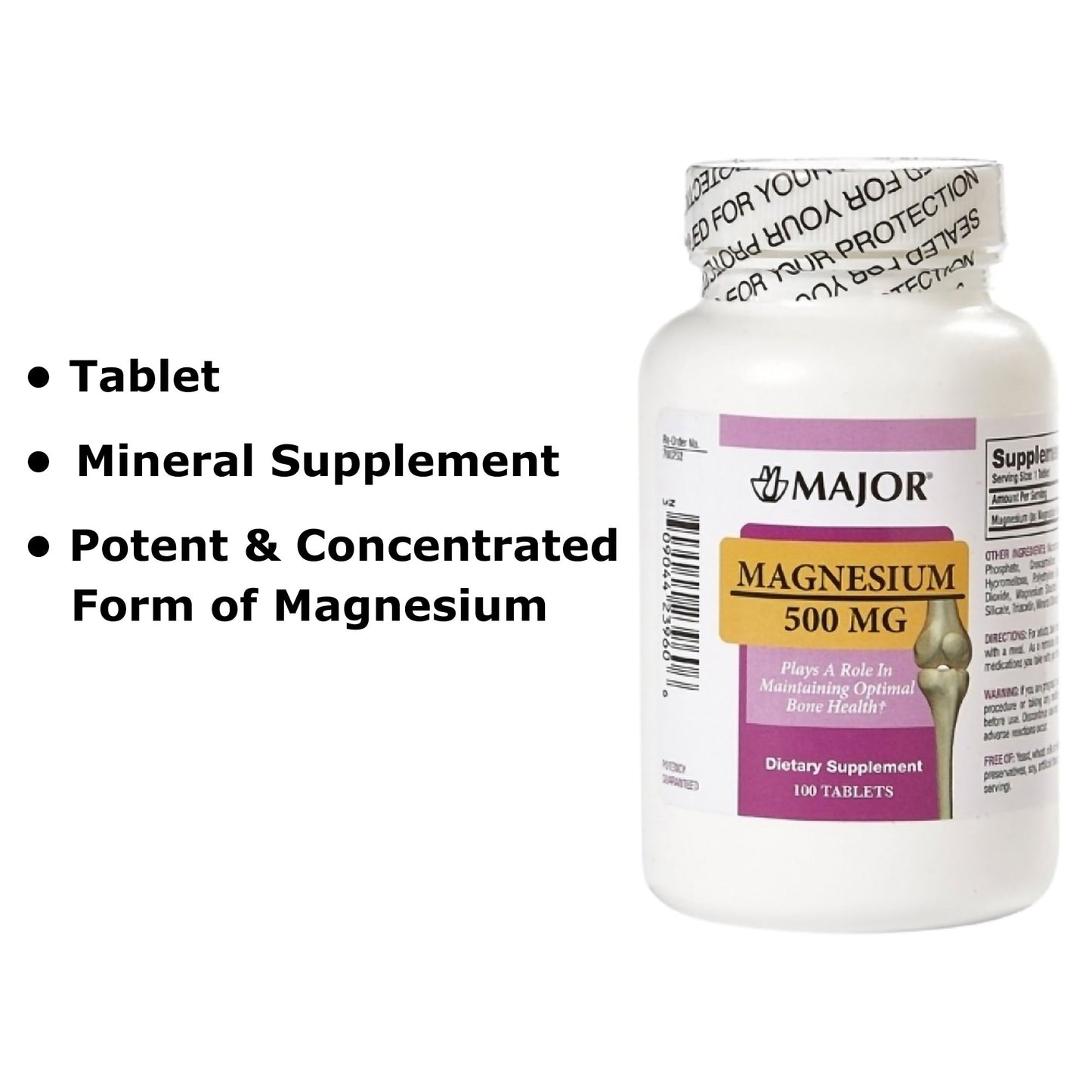 Major® Mineral Supplement Magnesium Oxide 500 mg Strength Tablet 100 per Bottle (875536_EA)