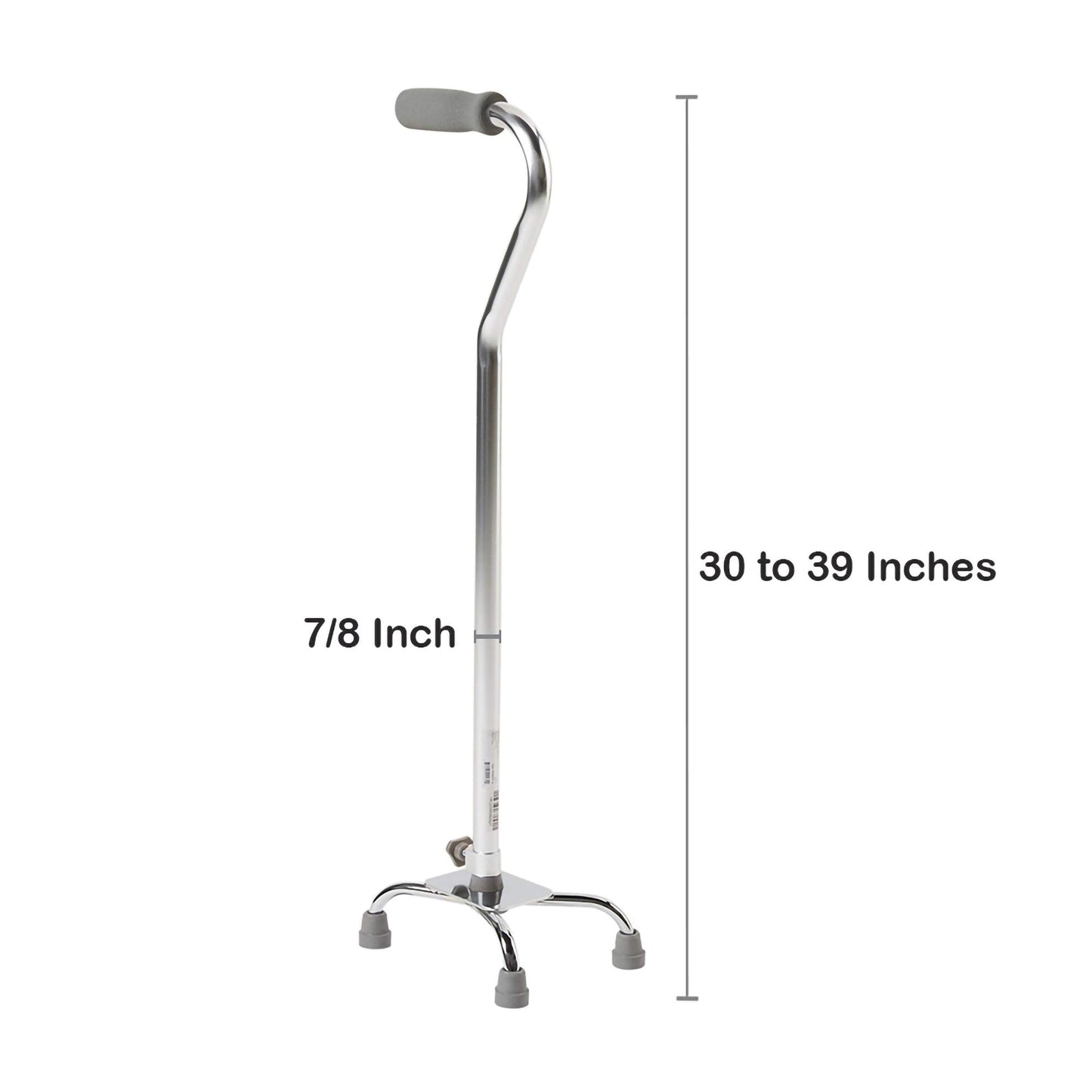 McKesson Small Base Quad Cane Steel 30 to 39 Inch Height Chrome (1065219_EA)