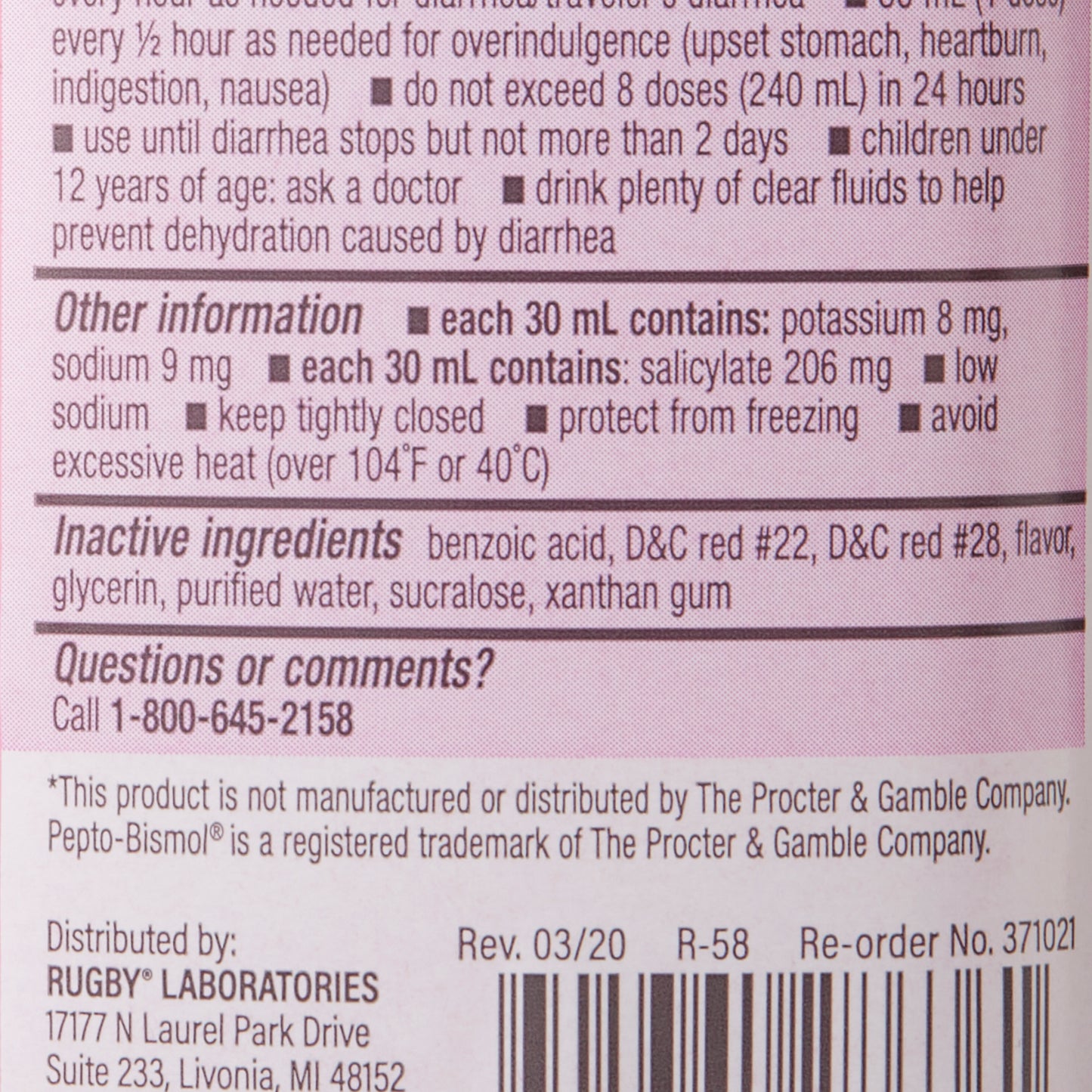 Major Pharmaceuticals Anti-Diarrheal 525 mg Strength Oral Suspension 8 oz. (1178881_EA)