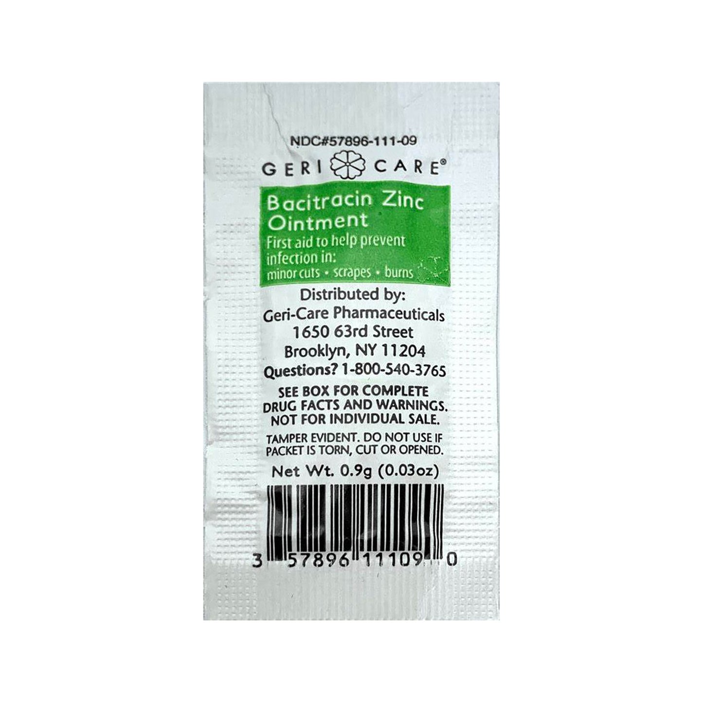 Geri-Care First Aid Antibiotic Bacitracin Zinc Ointment 0.9 Gram Individual Packet (1220888_CS)