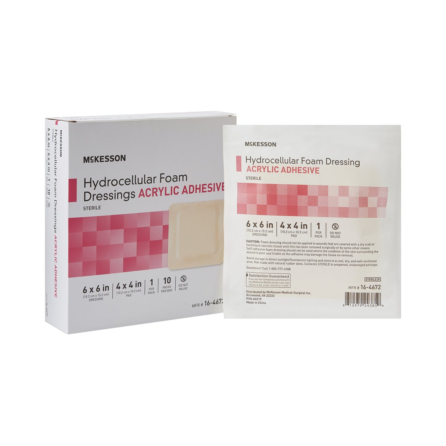 McKesson Foam Dressing 6 X 6 Inch With Border Film Backing Acrylic Adhesive Square Sterile (1138299_EA)
