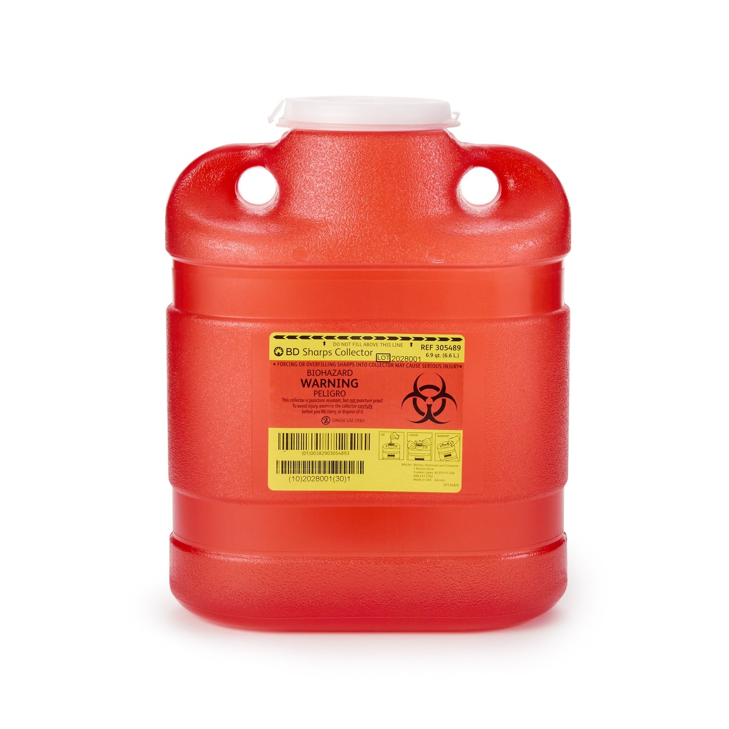 BD™ Sharps Container Red Base 11-1/2 H X 9-2/5 W X 5-3/10 D Inch Vertical Entry 1.725 Gallon (140599_CS)