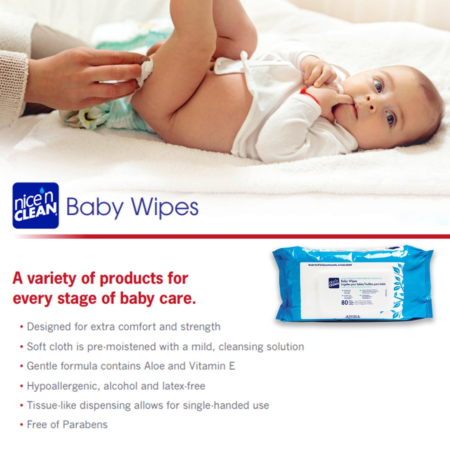 Nice'n Clean® Baby Wipe Soft Pack Unscented 80 Count (294975_CS)