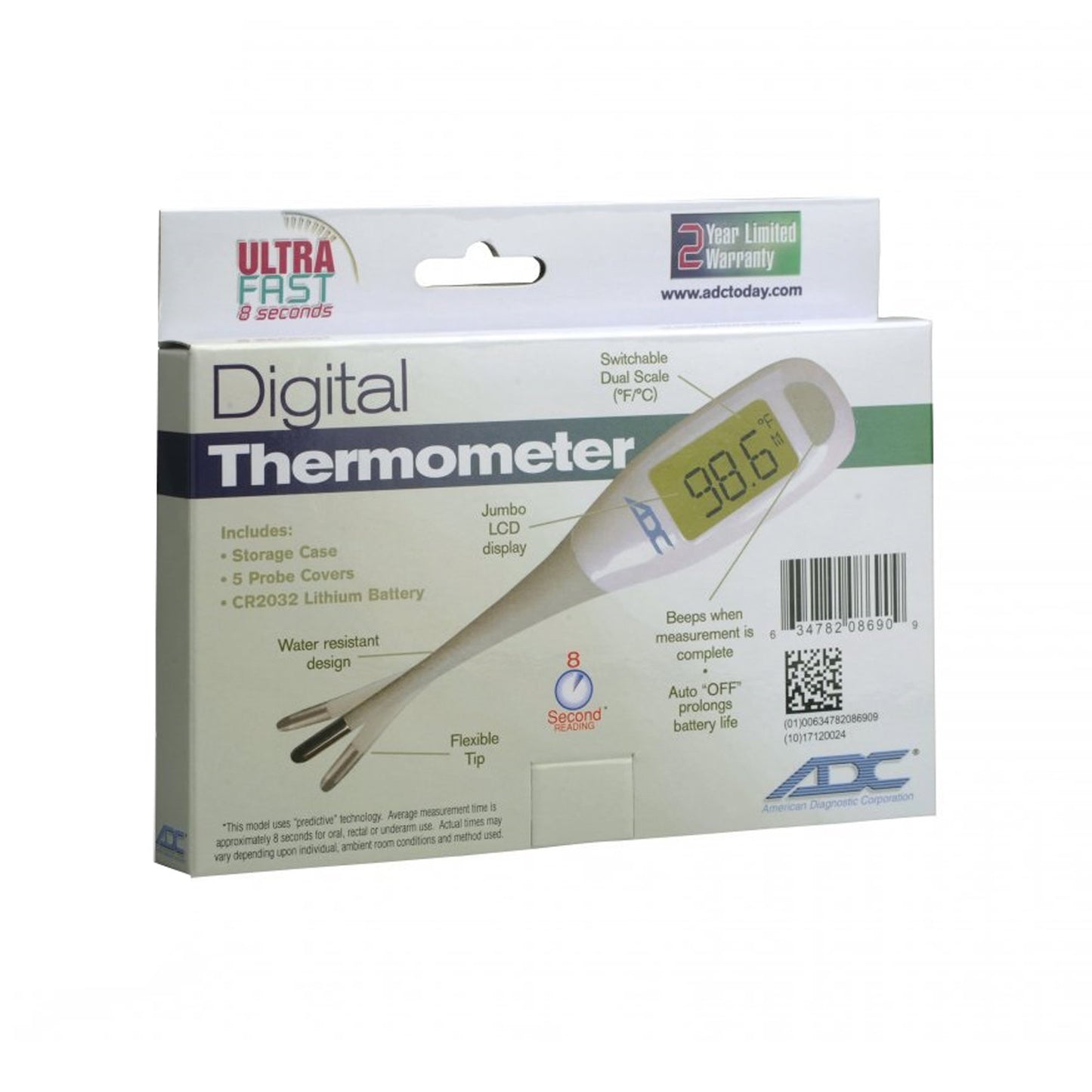 Adtemp™ Digital Stick Thermometer Oral / Rectal / Axillary Probe Handheld (1179865_EA)
