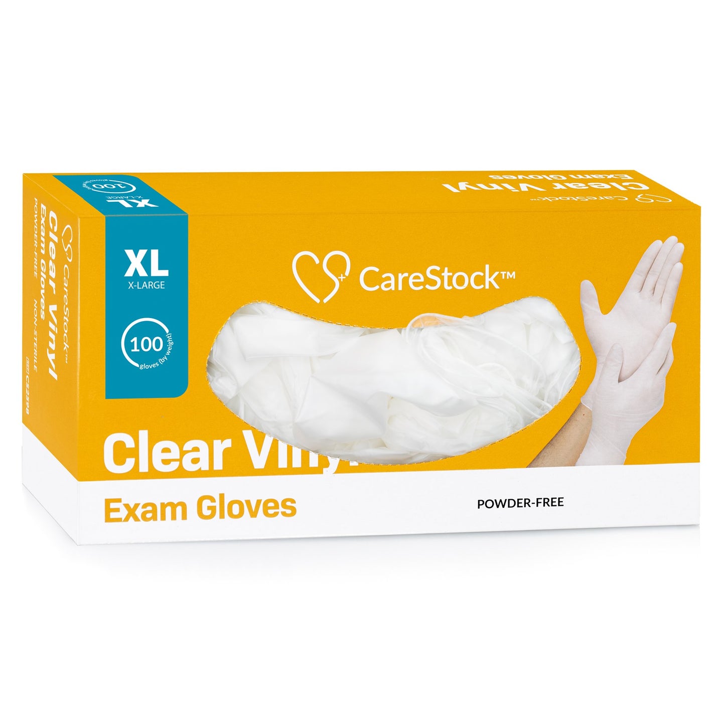 CareStock™ Exam Glove X-Large NonSterile Vinyl Standard Cuff Length Smooth Clear Not Rated (1230910_BX)