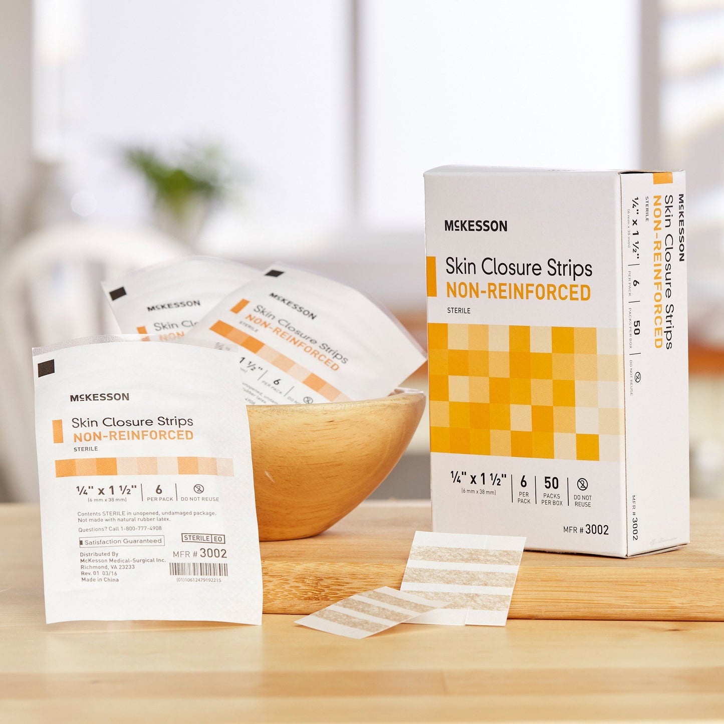 McKesson Skin Closure Strip 1/4 X 1-1/2 Inch Nonwoven Material Flexible Strip Tan (876301_BX)